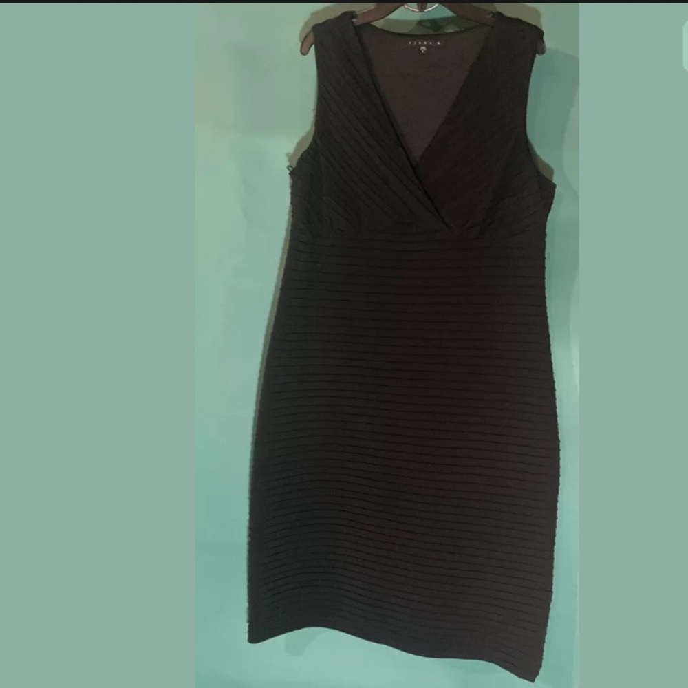 Tiana B Black V Neck Sleeveless bodycon Dress